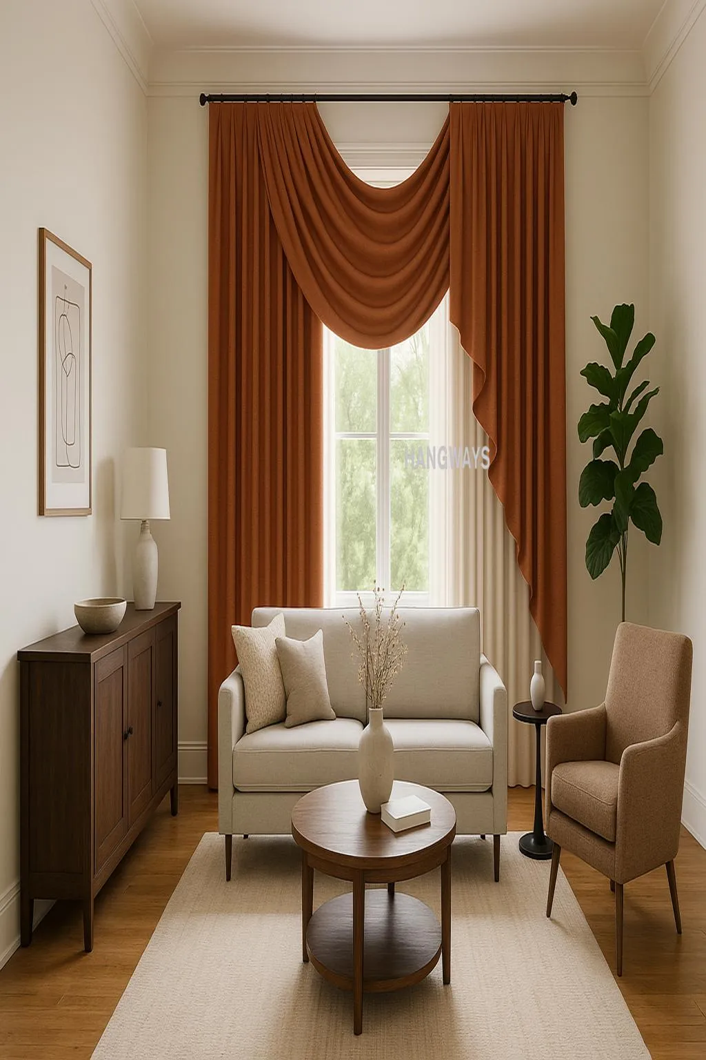 Asymmetric drapery