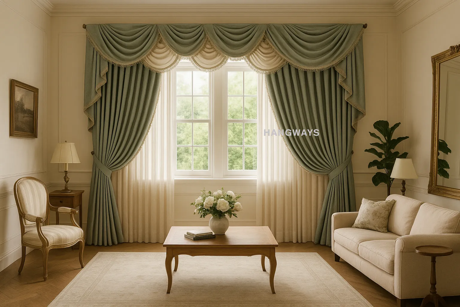 Empire valance with tails