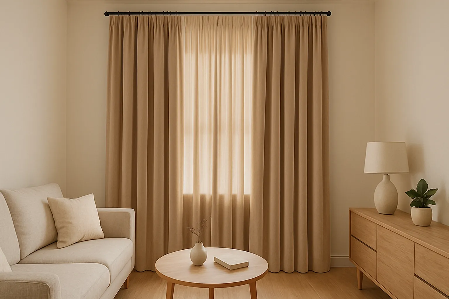 After: installed velvet drapery – Hangways Curtains