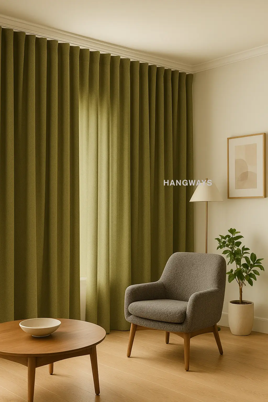 Ripple fold drapery on ceiling track