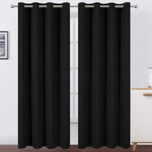 Black Color HANGWAYS Classic Holland Velvet Curtains for Bedroom & Living Room